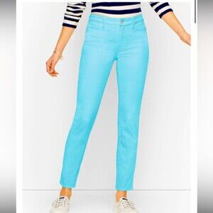 Talbots Women Light Blue "Flawless Five Pocket" Crop Curvy Jean Pants size 14P